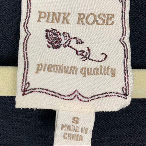 Pink Rose Black Short Slve V-Neck Button Cardigan - Picture 5 of 8